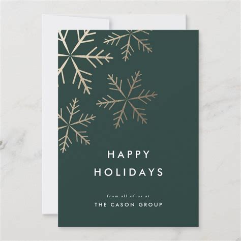 Modern Elegant Gold Snowflakes Business Holiday Card | Zazzle ...