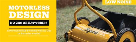 UGAOO Push Manual Lawn Mower with Grass Catcher | 16-Inch Push Reel ...