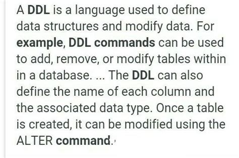 Explain DDL commands with example. - Brainly.in