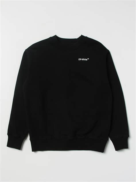 OFF-WHITE KIDS: Felpa Off-White in cotone - Nero | Maglia Off-White ...