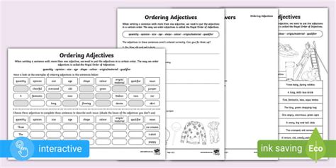 Order of Adjectives Exercises | Primary Resources