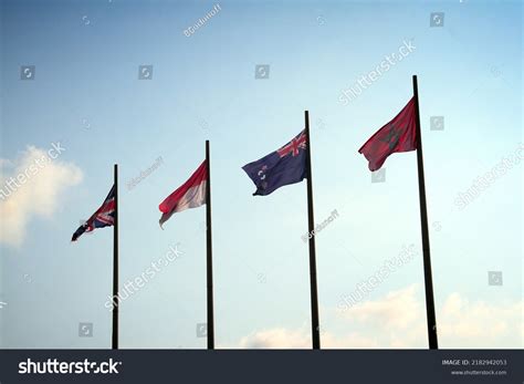 National Flags Different Countries Fluttering Wind Stock Photo 2182942053 | Shutterstock
