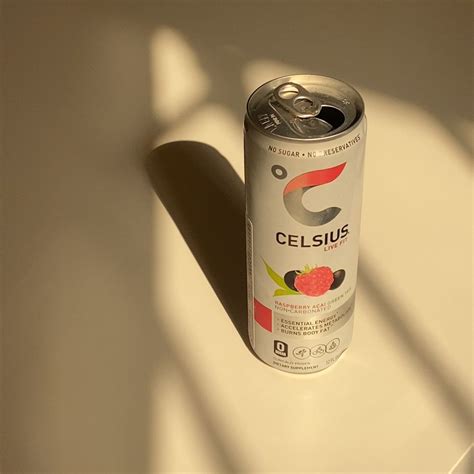 Celsius Energy Drink Can on White Table