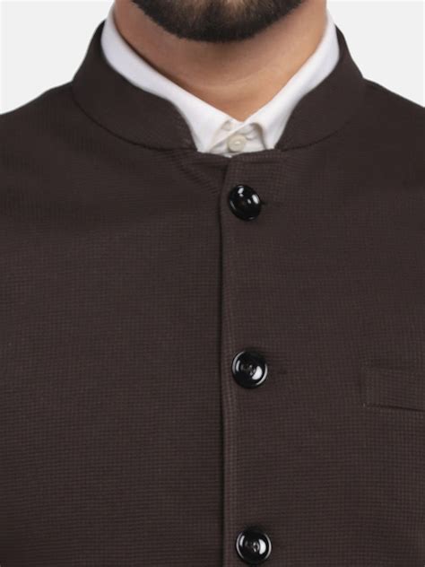 Men Brown textured Nehru Jacket – Tahvo India