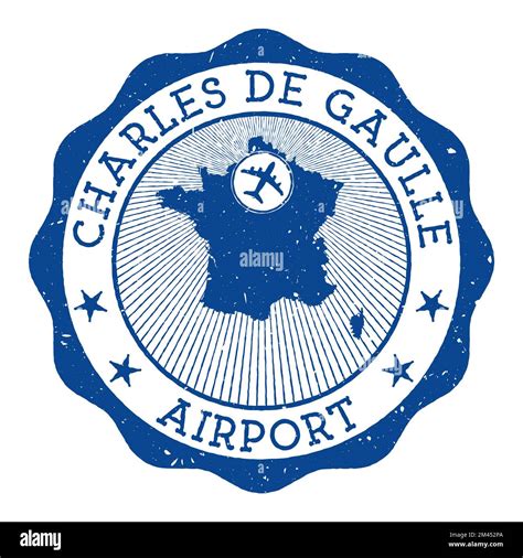 Charles de Gaulle Airport stamp. Airport of Paris round logo with ...