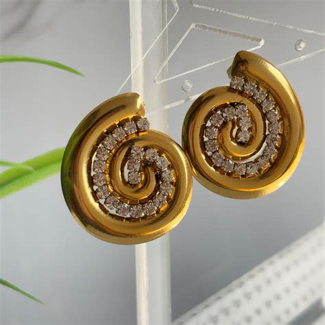 Premium Snail Rhinestones Earrings | Premium Anti Tarnish 18k Earrings ...