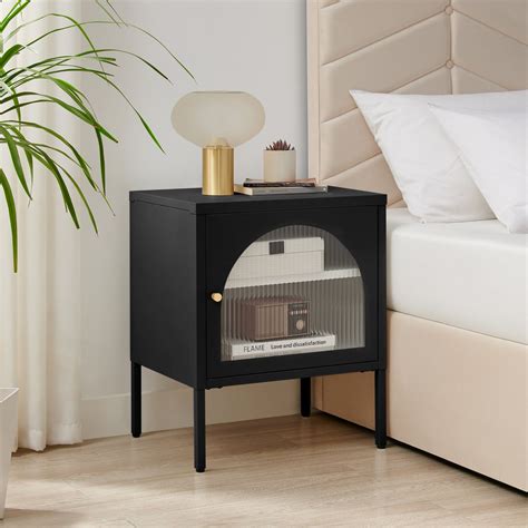 Urbi Black Metal Bedside Table | Bedroom Furniture