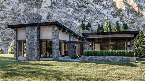 1 Story Modern Mountain House Plan | Long Beach | Modern mountain house ...