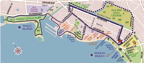 Map of Magic Island (Ala Moana) Bike Ride in Waikiki