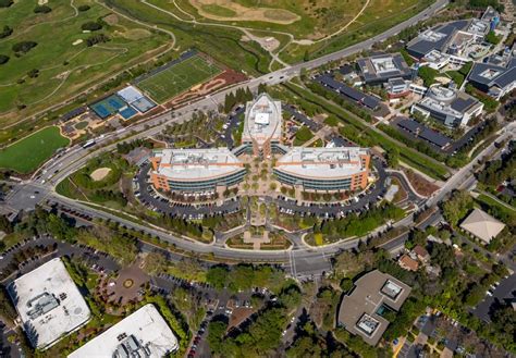 Aerial image Mountain View - Office building complex Googleplex with ...