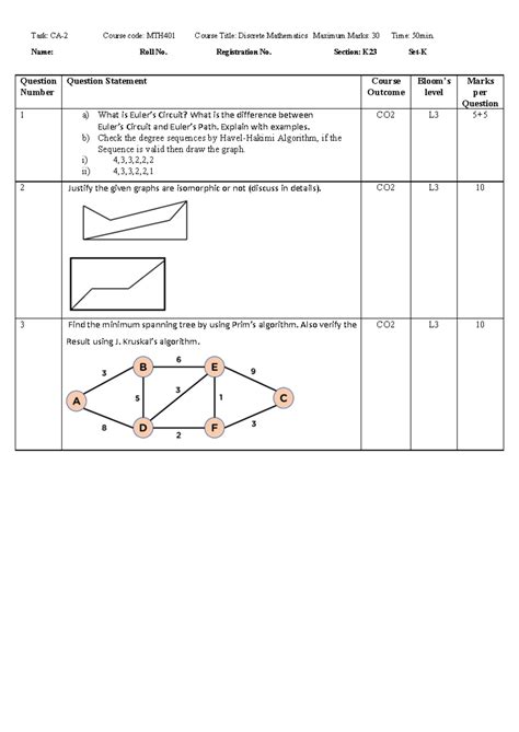 CA3 set 3 - bi xifiiugrqr - Task: CA- 2 Course code: MTH 401 Course ...