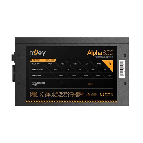 Захранващ блок nJoy Alpha 850, 850W, 80+ Gold, Напълно модулен, PFC ...