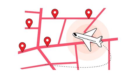 A map with a plane flying over it | Premium Vector