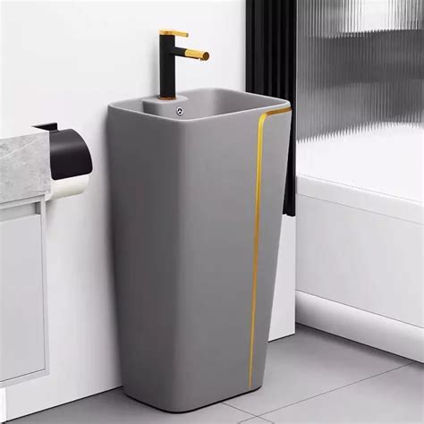 B Backline Ceramic Free Standing Pedestal Wash Basin Rectangle 14 x 11