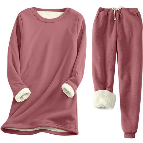 Wdfiry Fleece Lined Sweatsuits Women Winter Warm 2 Piece Outfits Sherpa ...