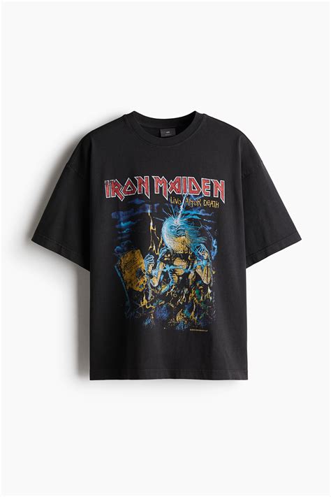 Oversized Fit T-shirt - Black/Iron Maiden - Men | H&M IN