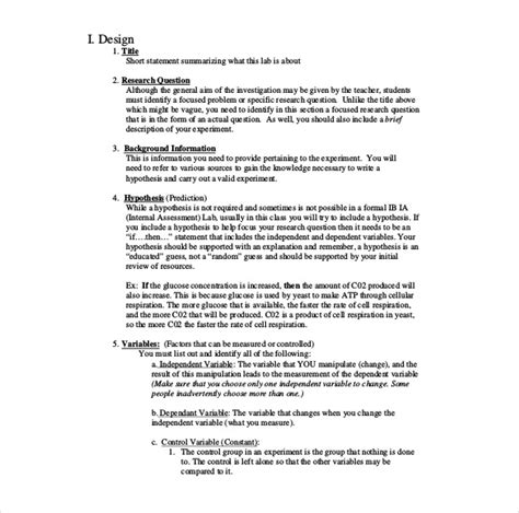 Image result for Science Formal Lab Report Example