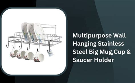 Eversun Multipurpose Wall Hanging Stainless Steel Cup and Saucer Stand ...