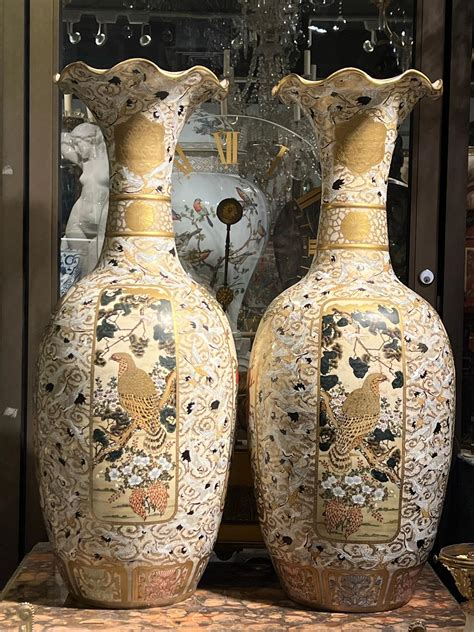 Pair of Palace Size Japanese Meiji Period Satsuma Vases at 1stDibs ...