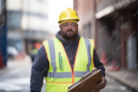 Premium AI Image | Worker wearing a hivis vest carrying a clipboard
