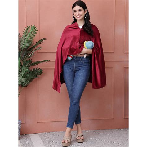 Buy Secret Wish Solid Maroon Velour Nursing Cover Online