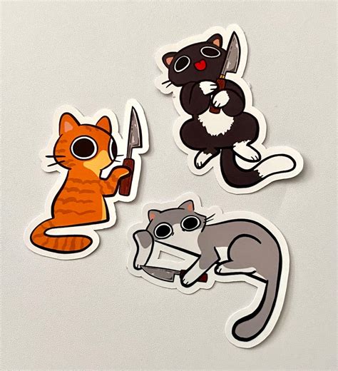 Cats With Knives Sticker Bundle - Etsy