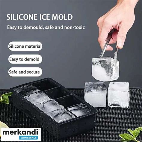 Huge ice cube mould, silicone mould, for 8 large ice cubes, 12 x 11 cm ...
