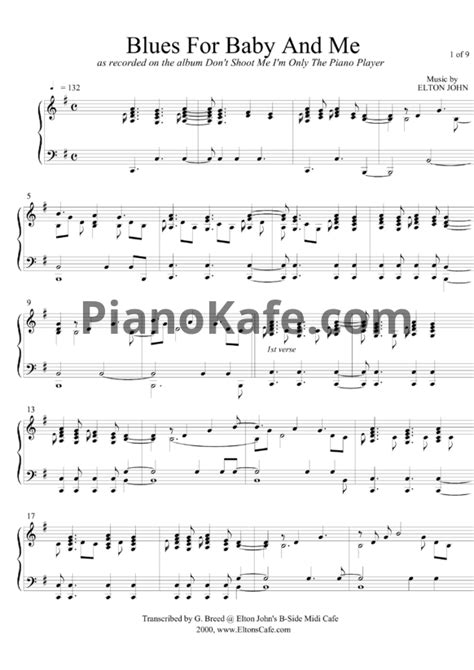 НОТЫ Elton John - Blues for baby and me - ноты для фортепиано — PianoKafe