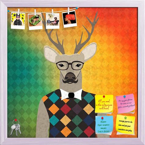 BOXD Colored Background with A Deer Hipster Printed Bulletin Board ...