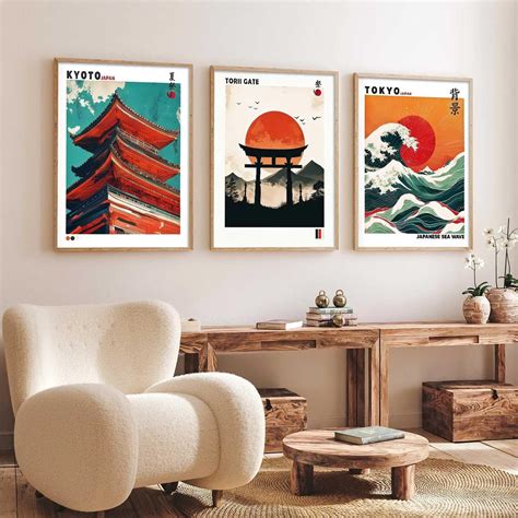 HOTHOUSE Japan Waves and City View Wall Framed Posters | Japanese Waves ...