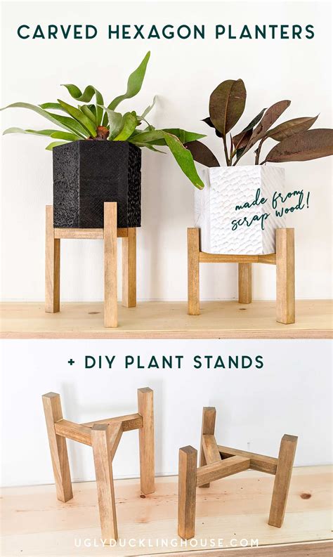 DIY Hexagonal Planters with Carved Wood Texture
