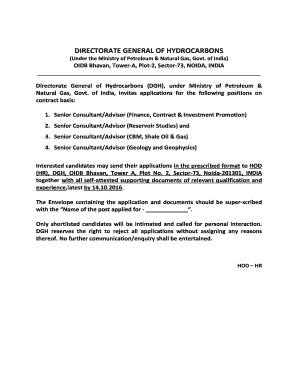 Fillable Online dghindia gov Directorate General of Hydrocarbons (DGH ...