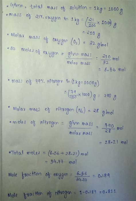 [Solved] Air is generally composed of 21% oxygen and 79% nitrogen ...