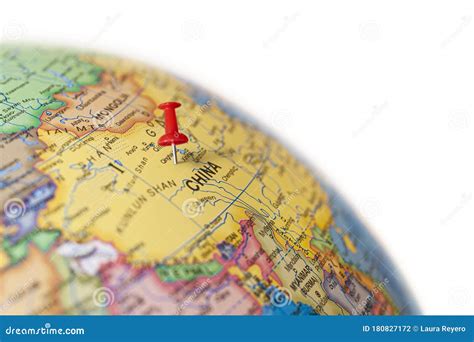 China Map. Earth Globe Close Up with a Red Pin. Stock Photo - Image of global, market: 180827172