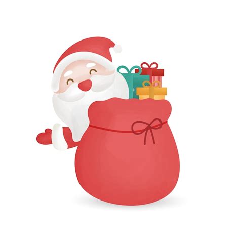 Cute santa clause and gift boxes in watercolor style. | Premium Vector