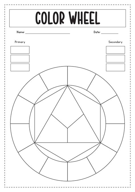 Blank Color Wheel Worksheet | Color theory worksheet, Color theory art ...