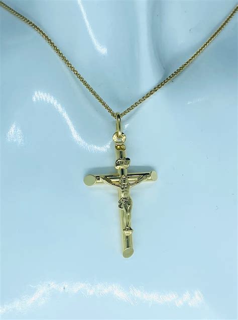 Cross Pendant Gold, 10K Solid Gold Crucifix Necklace, Religious Pendant ...