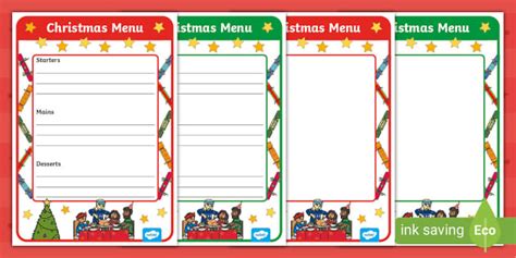 Christmas Menu Template (teacher made) - Twinkl