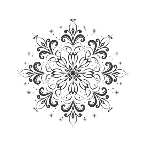 Silhouette mandala flower snowflake shaped black color only | Premium ...