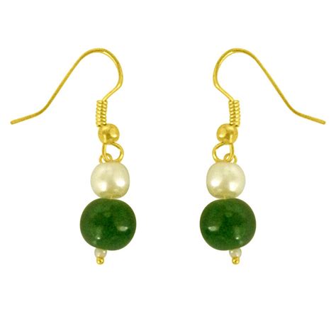 Surat Diamonds Round Shape Dark Green & White Imitation Shell Pearl ...