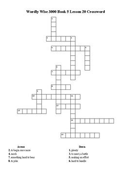 Wordly Wise 3000 Book 5 Lesson 20 Crossword Puzzle by Flair for the ...