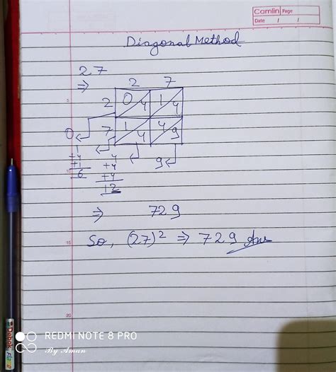 diagonal method of 27 - Brainly.in
