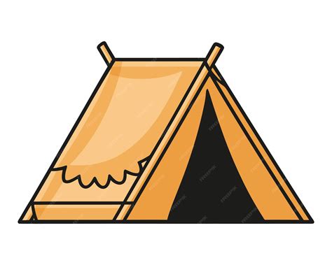 A flat vector illustration of camping travel tent cartoon drawing ...