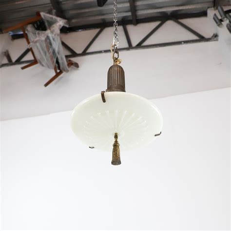 Art Deco Milk Glass Pendant Light at 1stDibs
