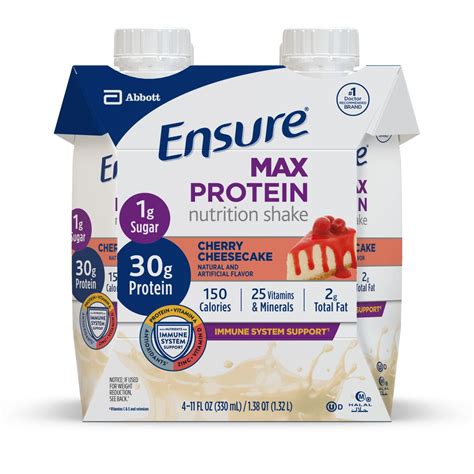 Ensure Max Protein Nutrition Shake, Cherry Cheesecake, 11 fl oz, 4 ...