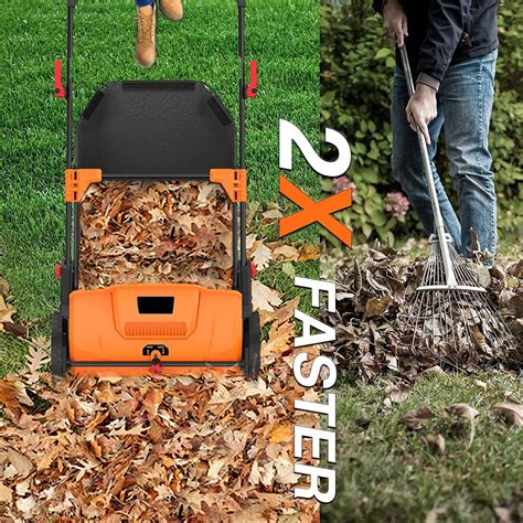 Powerful 21-Inch Push Lawn Leaf Sweeper With 100L Hopper Bag – antsll