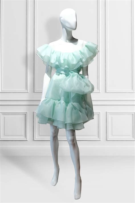 Sheer neck frilled trapeze short belted dress – Gauri and Nainika