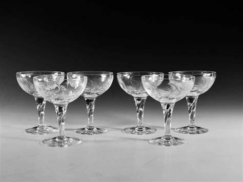 Antique glass champagne glasses set of six Stuart 1930-50 in Antique ...