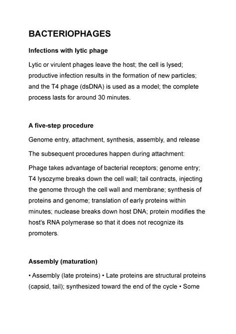 Bacteriophages - Sneha Shah - BACTERIOPHAGES Infections with lytic ...