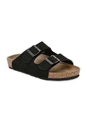 Buy EL PASO Men Black Faux Leather Casual Slip On Sandals EPSJ1691Black ...